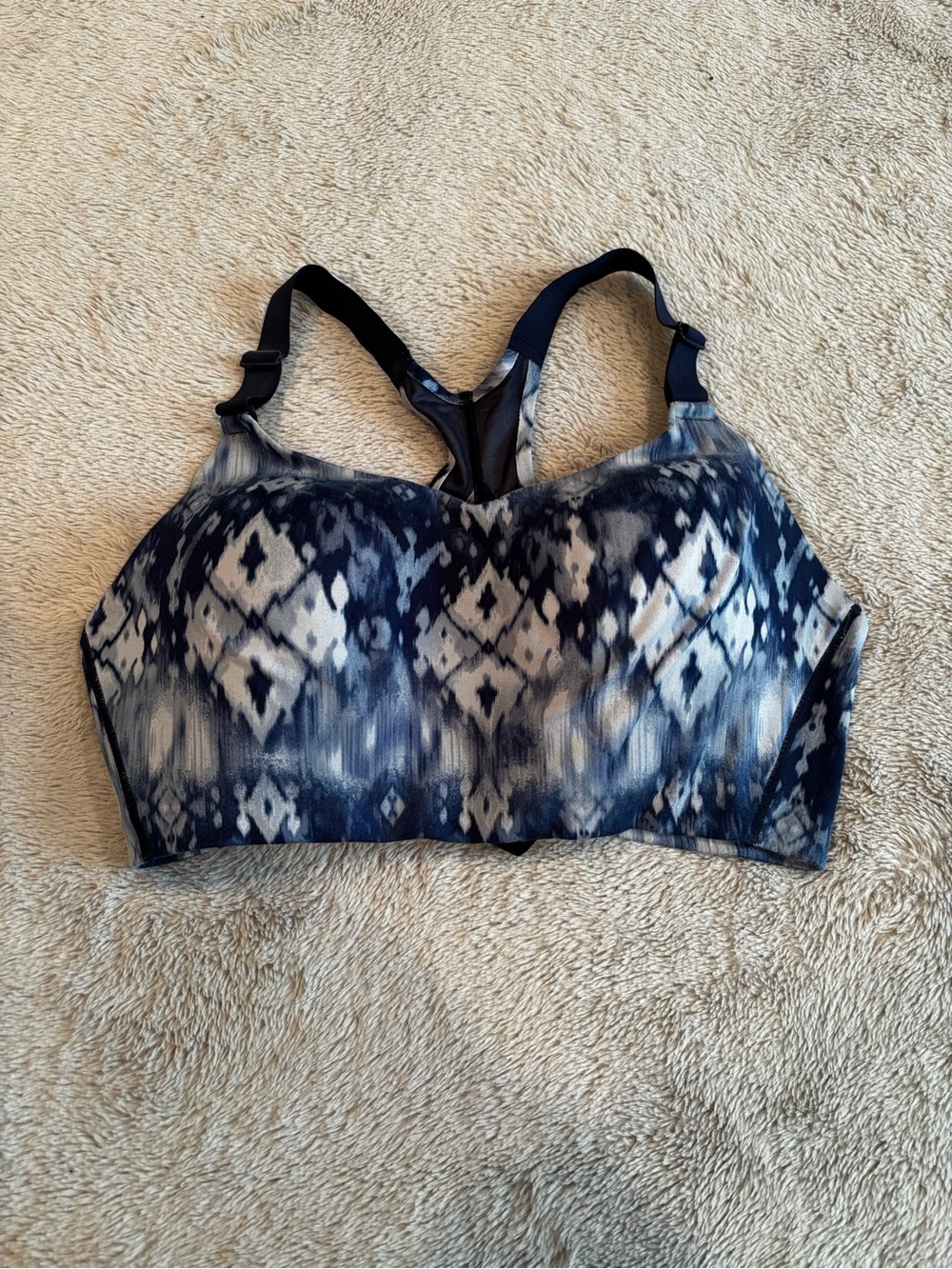 Victoria's Secret Navy and Cream Patterned Racerback Sports Bra